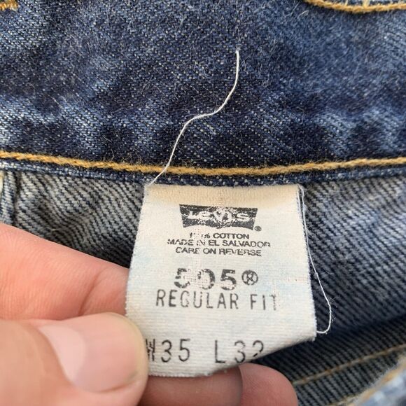 Vintage Levi’s 505 Mens Regular Fit Blue Jeans Red Tab Size 35x32 (Actual 33x32) - Picture 12 of 16